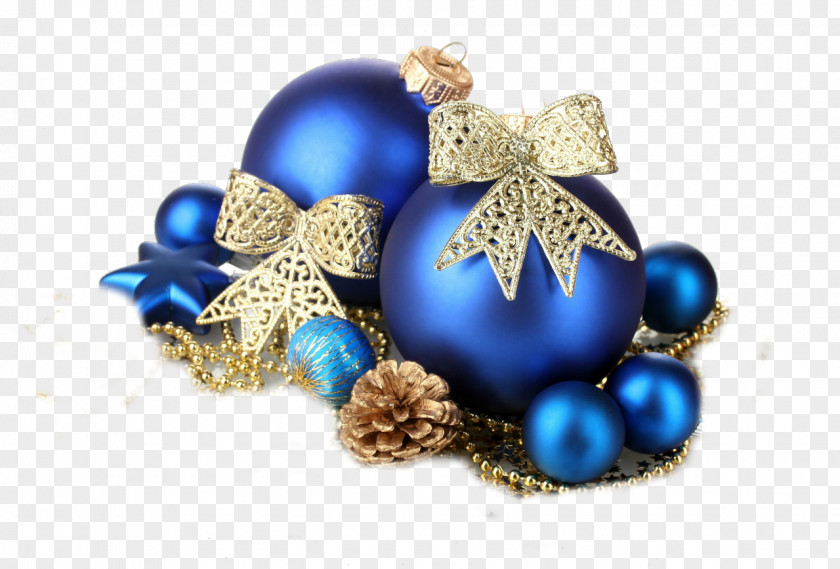 New Year Christmas Decoration Ornament Blue Gold PNG
