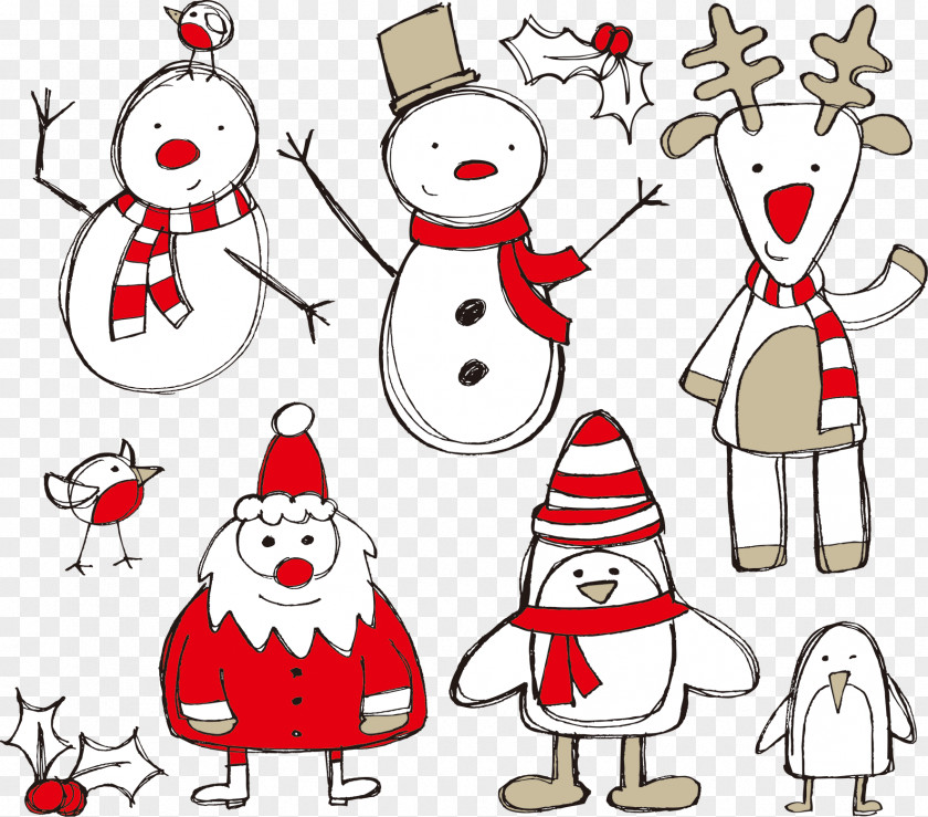 Santa Claus And Snowman Christmas Tree Decoration Clip Art PNG