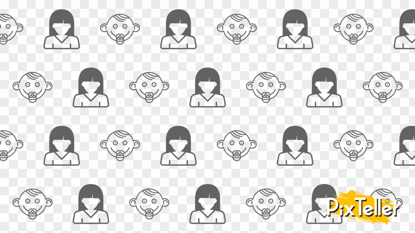 Black Hair Line Art Emoticon Smile PNG