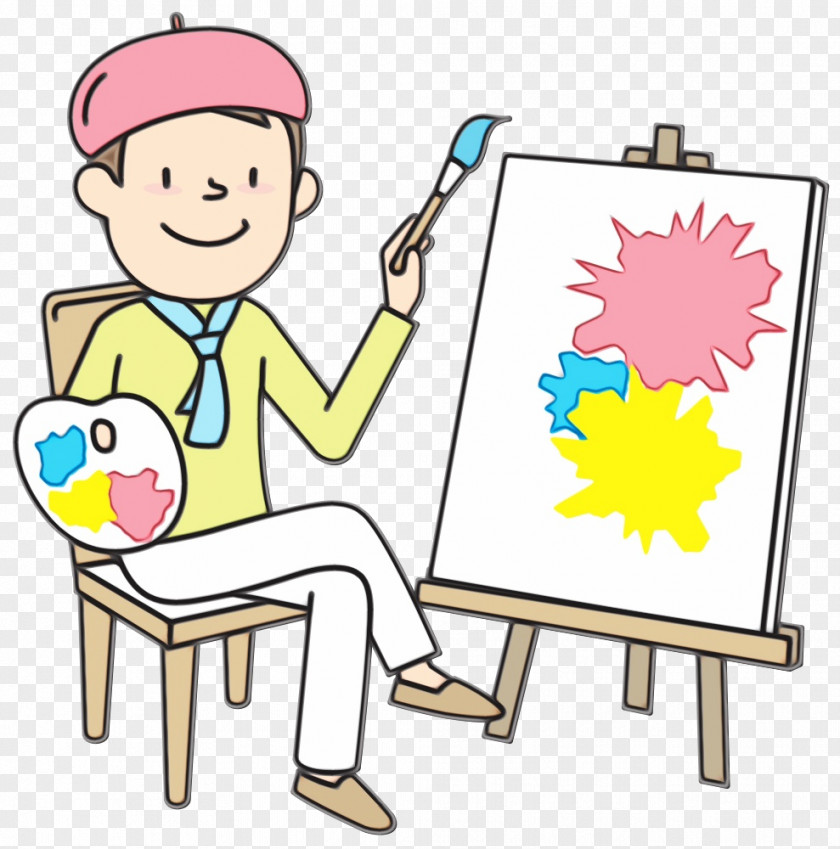 Cartoon Easel Finger Sitting Child Art PNG
