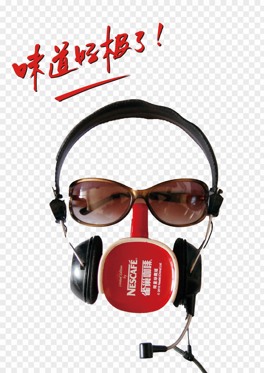 Sunglasses Headsets Coffee Advertising Poster Nescafxe9 PNG