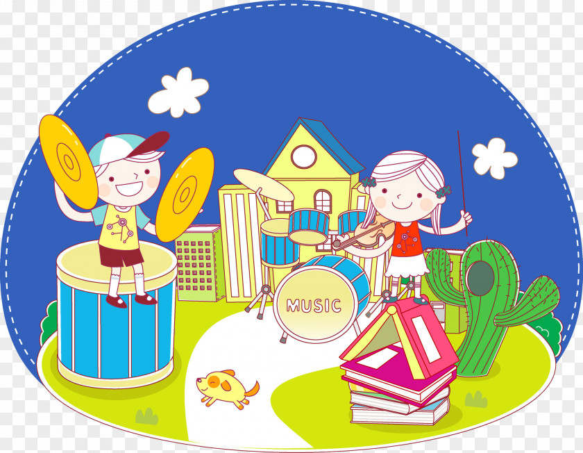 Children Playing Musical Instruments Instrument Hand Drum Illustration PNG
