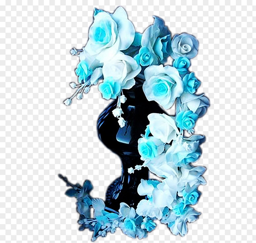 Flower Blue Rose Bouquet Cut Flowers Vase PNG