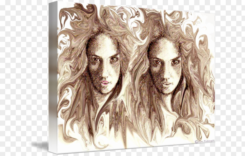 Identical Twins Portrait Picture Frames Sketch PNG