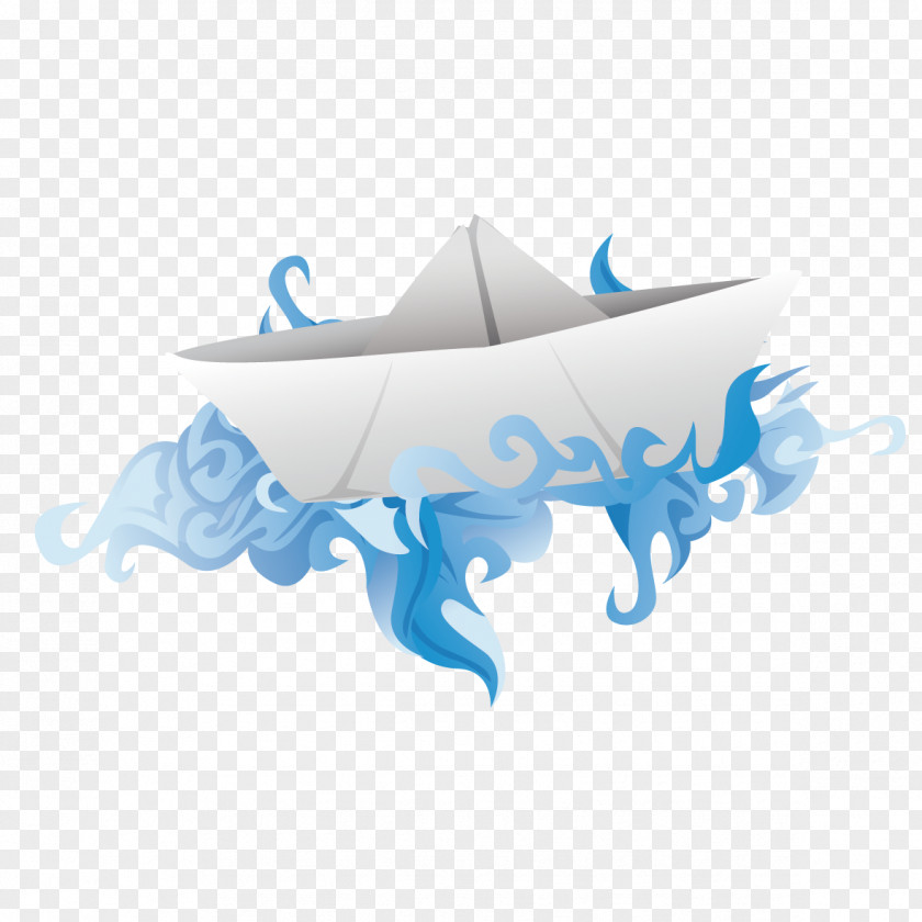 Paper-cut Boat And Water Paper Euclidean Vector PNG