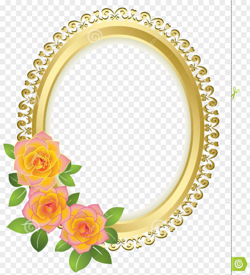 Round Frame Borders And Frames Picture Gold Flower PNG