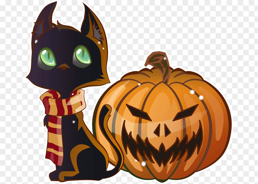 Cat Black Halloween Pumpkin Jack-o'-lantern PNG