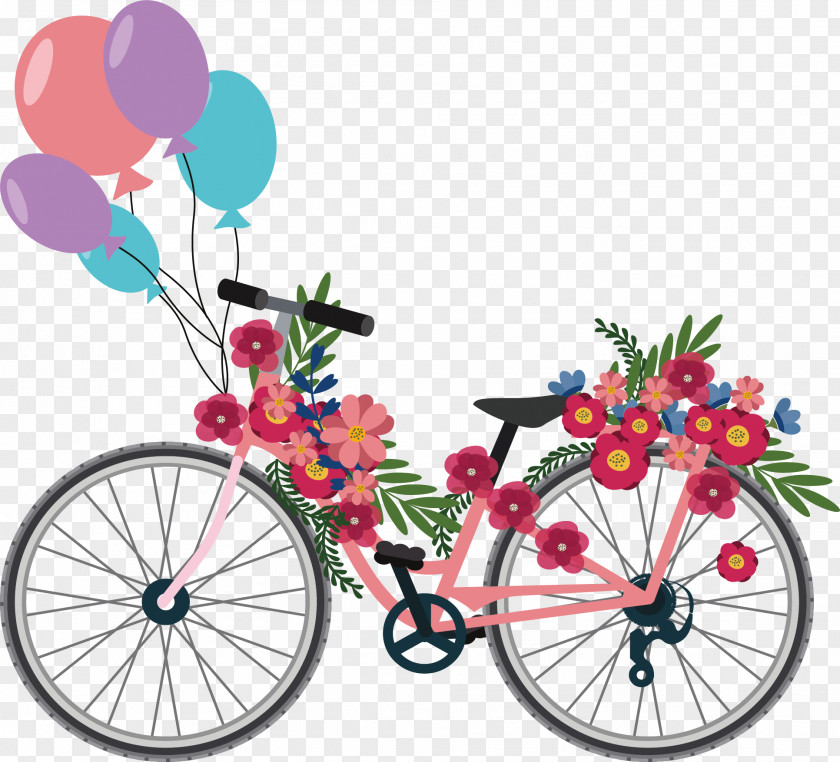 A Bike Full Of Flowers Euclidean Vector Photography Wedding Icon PNG