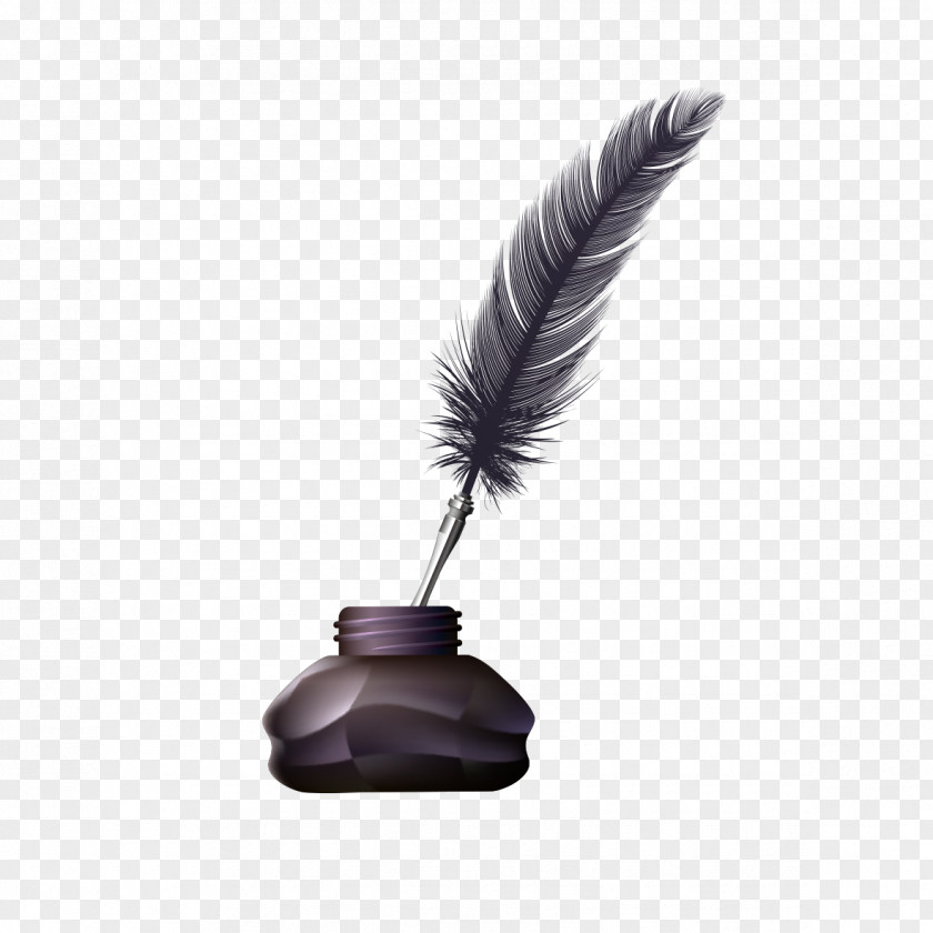 Black Feather Ink Fountain Pen PNG