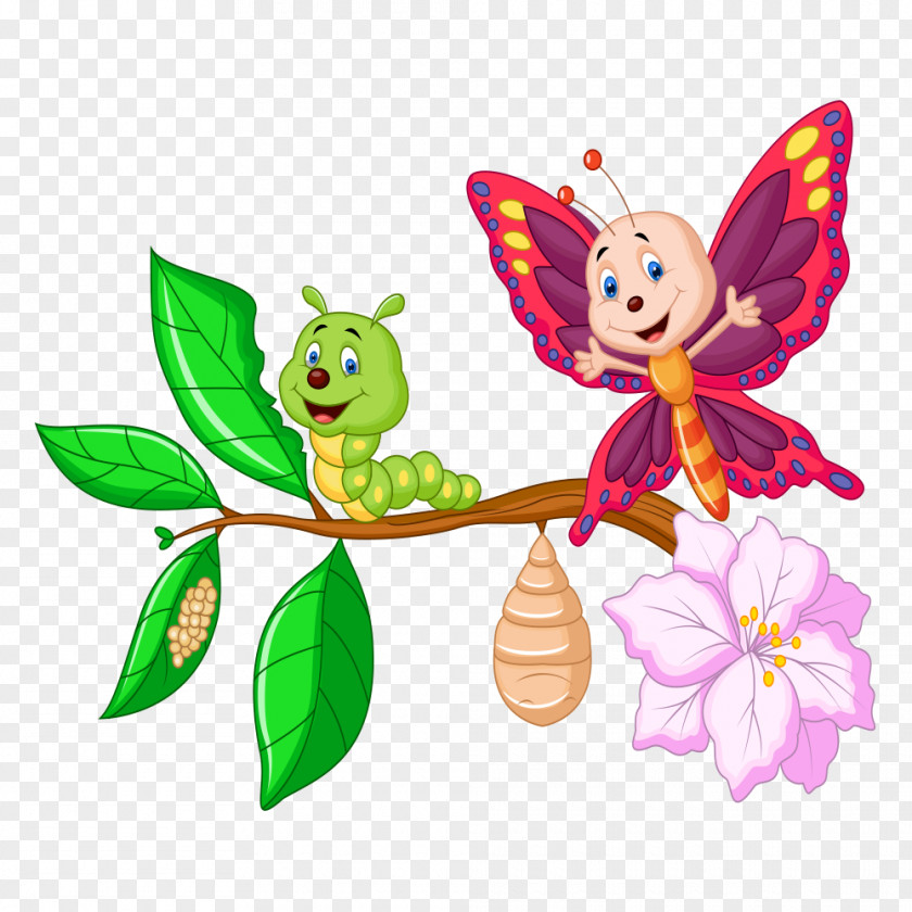 Insects On Branches Butterfly Insect Cartoon Royalty-free PNG