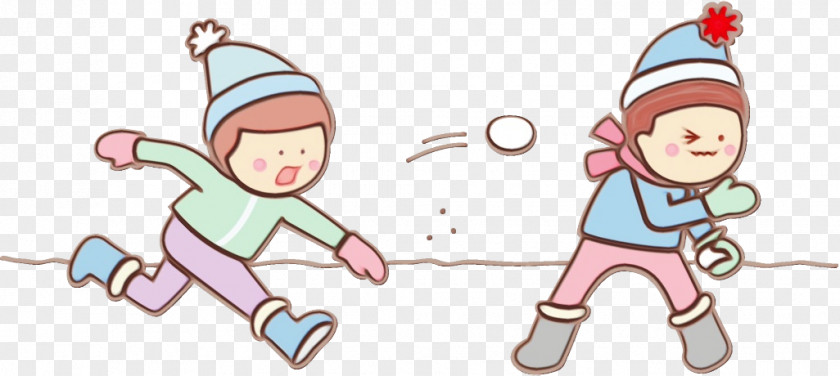 Play Playing In The Snow Cartoon Pink Child Line PNG