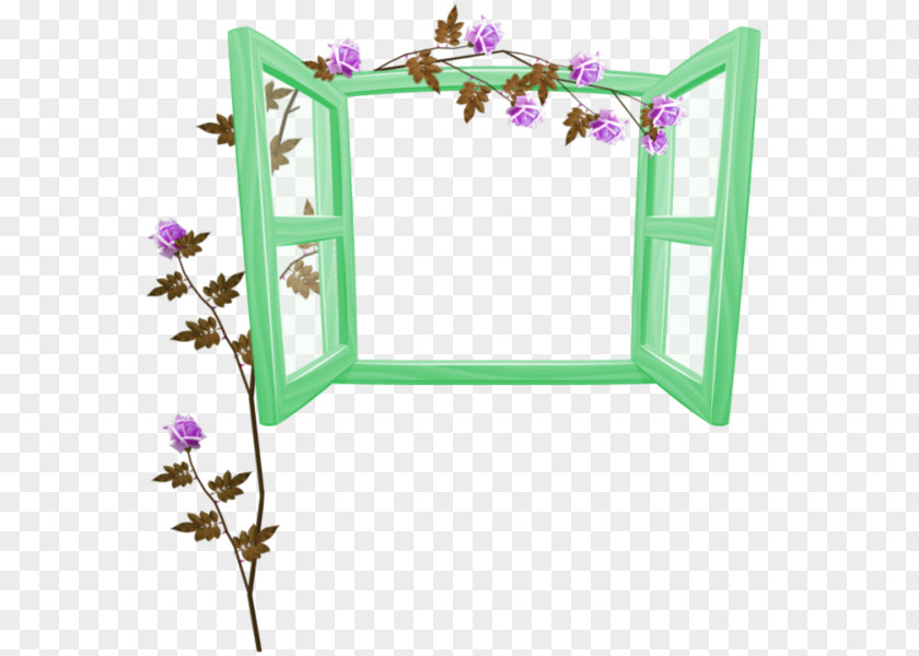 Green Simple Window Flower Vine Decoration Pattern Picture Frames PNG
