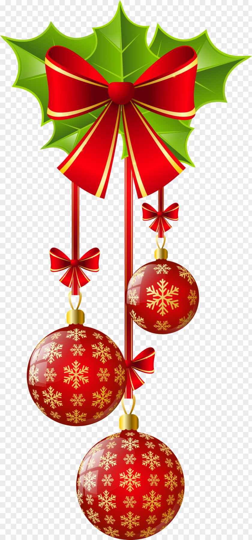 Red Bow And Christmas Balls Ornament Decoration Clip Art PNG
