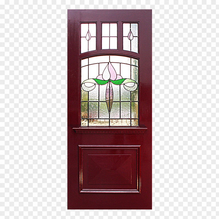 Arched Door Window Stained Glass Solid Wood PNG