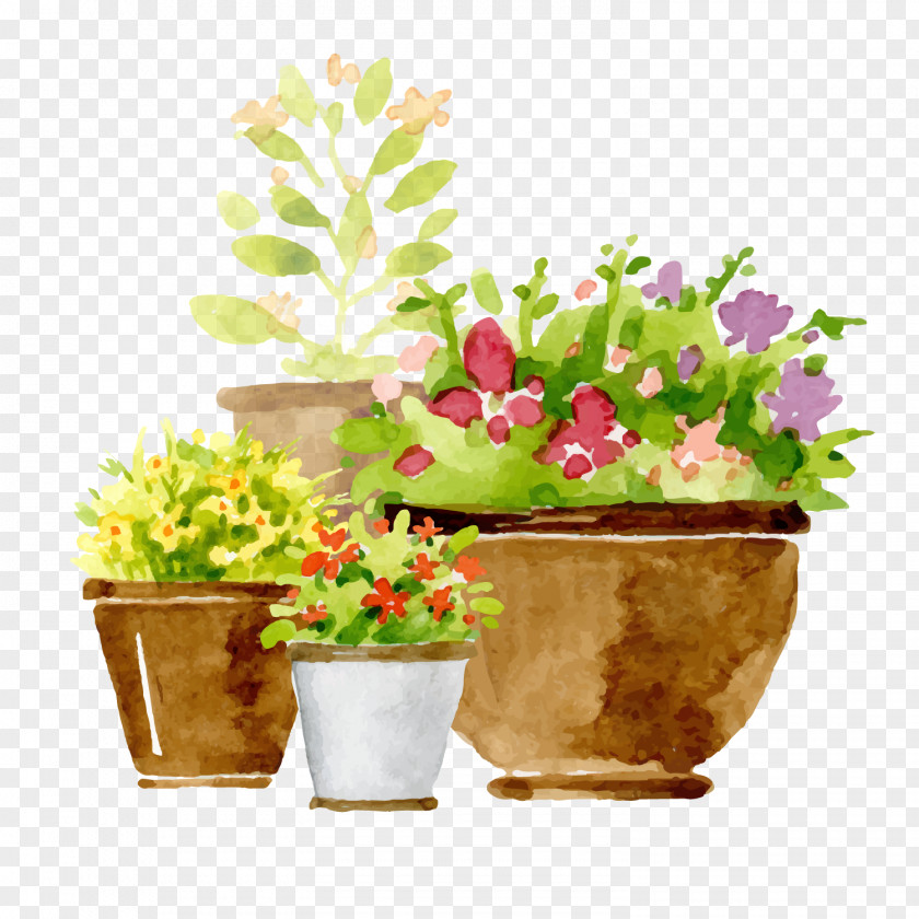 Hand Painted Potted Plants Euclidean Vector Flowerpot Adobe Illustrator PNG