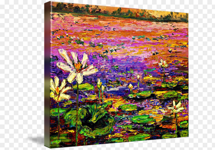 Ink Lotus Pond Oil Painting Watercolour Flowers Art PNG