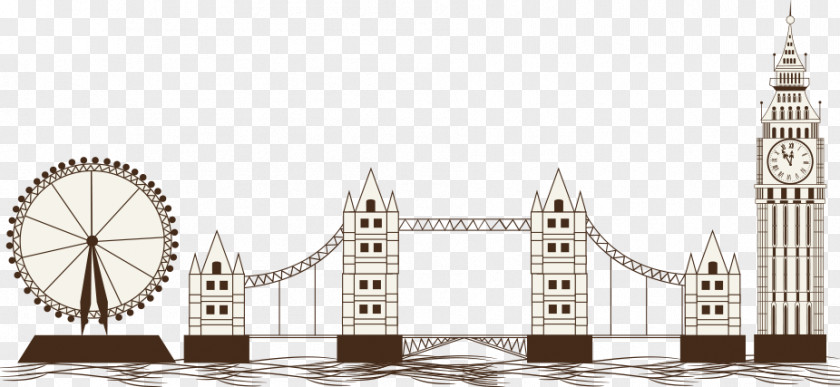 Vector Big Ben And The Tower Bridge Euclidean Drawing Illustration PNG