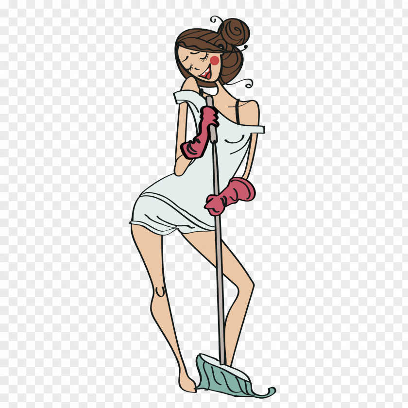 Clean The Beauty Of Health Cartoon Cleaning Drawing Illustration PNG