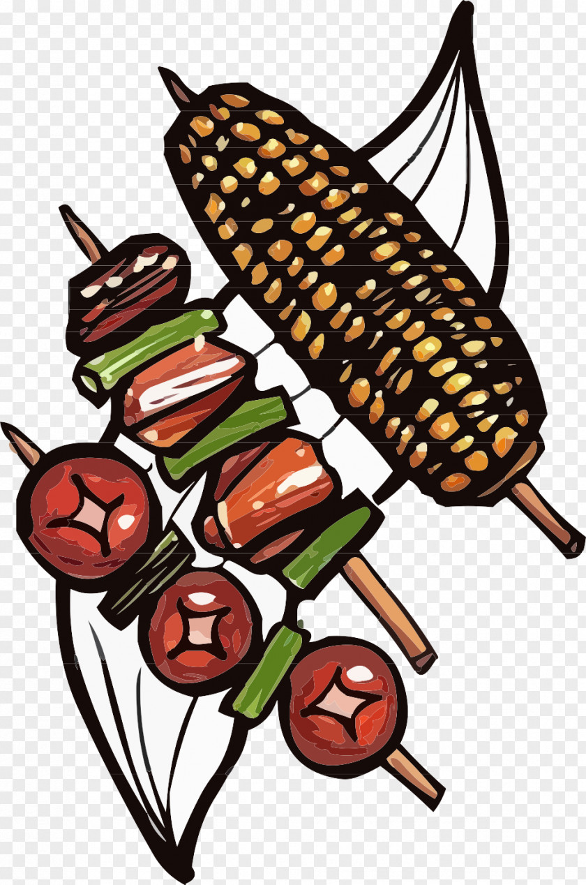 Menu Element Vector Chuan Barbecue Vegetable Meat PNG