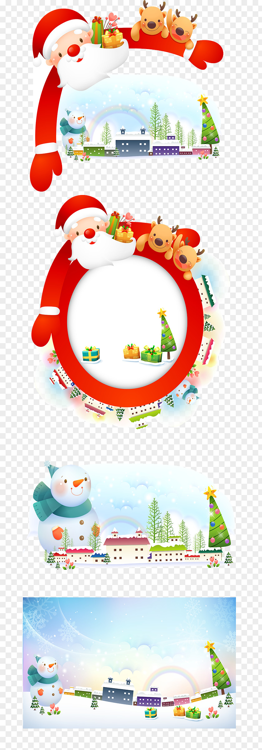 Santa Claus Decorative Borders Vector Material Christmas Euclidean Illustration PNG