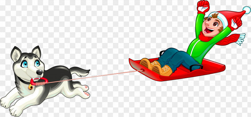 Vector Hand-painted Dog Sledding Sled Clip Art PNG