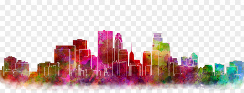 Fade Minneapolis Watercolor Painting Skyline PNG