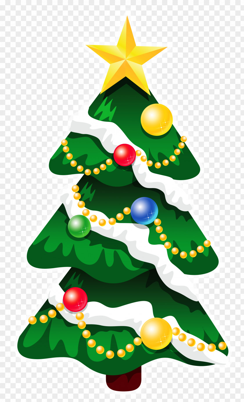 Transparent Snowy Deco Xmas Tree With Star Clipart Rudolph Santa Claus Christmas Day PNG