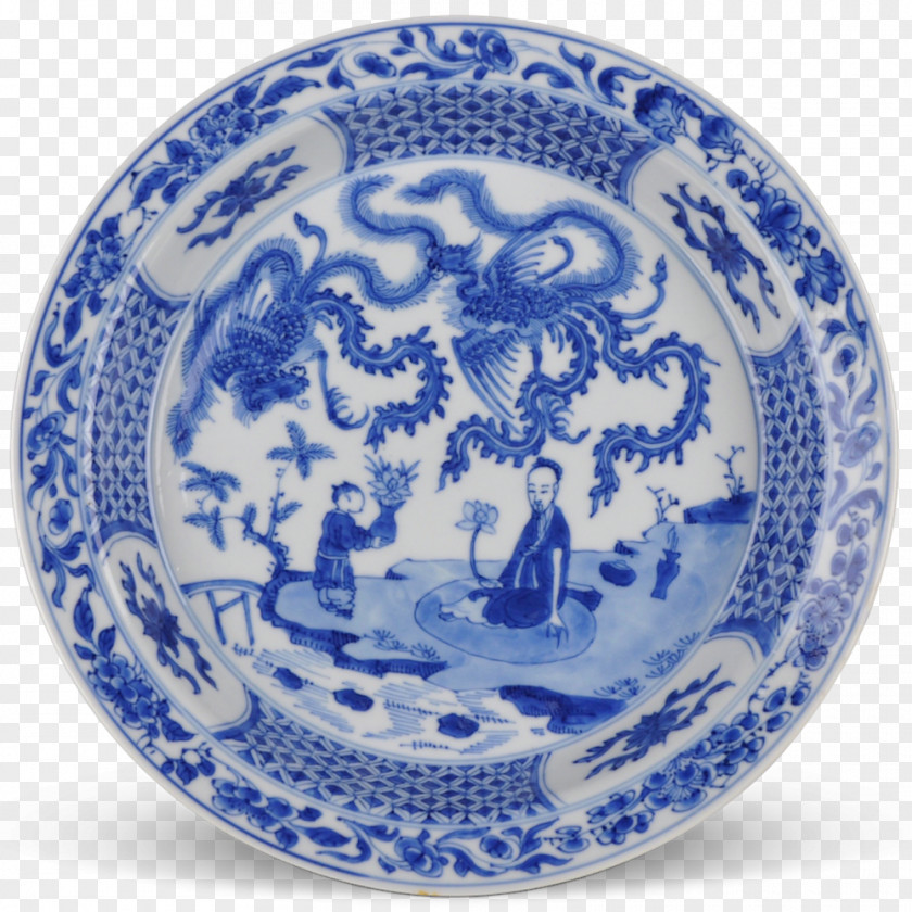 Blue White Plates And Pottery Plate Porcelain Ceramic Cobalt PNG