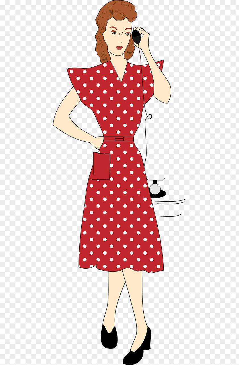Woman 1940s Dress Clip Art PNG