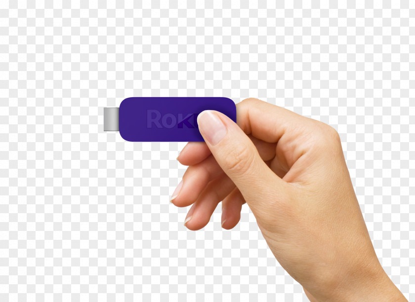 Hand Holding Roku Amazon.com Television Streaming Media HDMI-Stick PNG