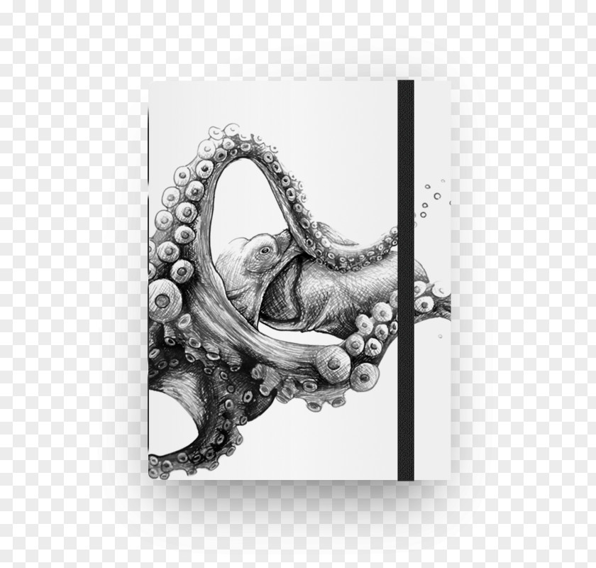 Octopus Notebook Drawing Spiral Black And White Art PNG