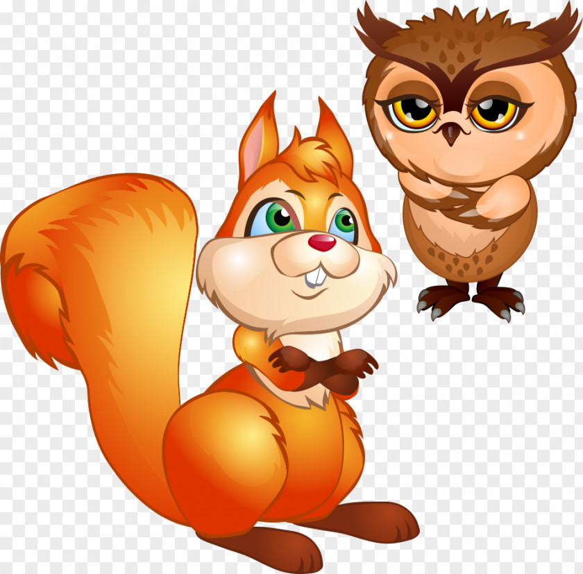 Squirrels And Owls Owl Royalty-free Cartoon Illustration PNG