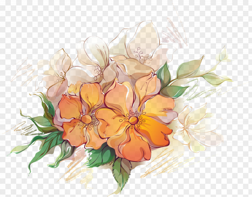 Watercolor White Flower PNG
