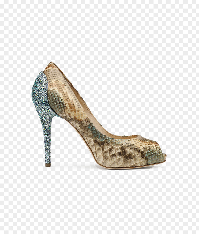 Snakeskin Pattern Rhinestone High Heels Shoe High-heeled Footwear Designer Luxury Goods Fashion PNG