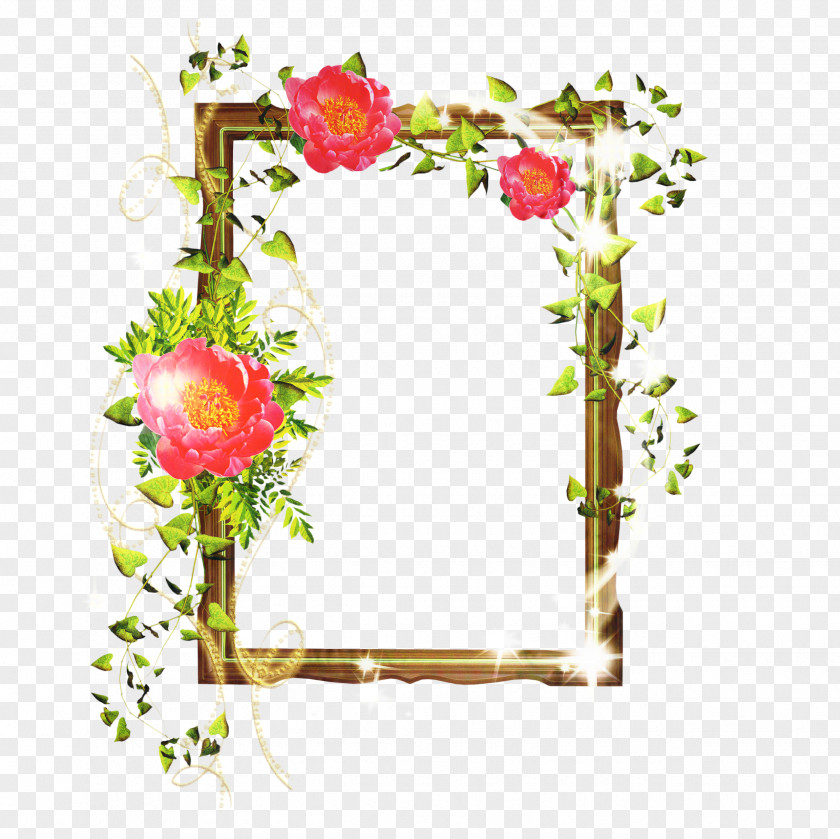Twig Petal Floral Design Frame PNG