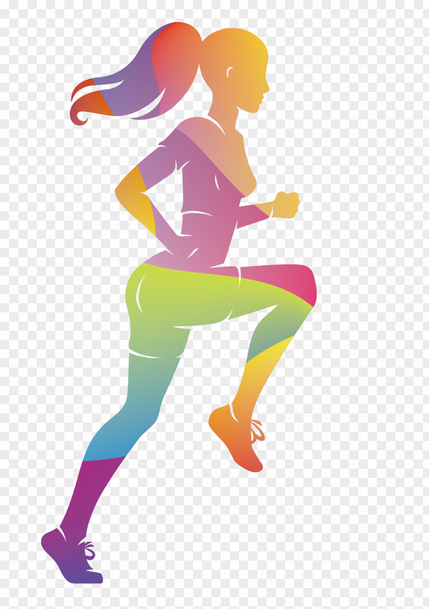 Vector Colorful Women Sports Runners Running Athlete Sport PNG