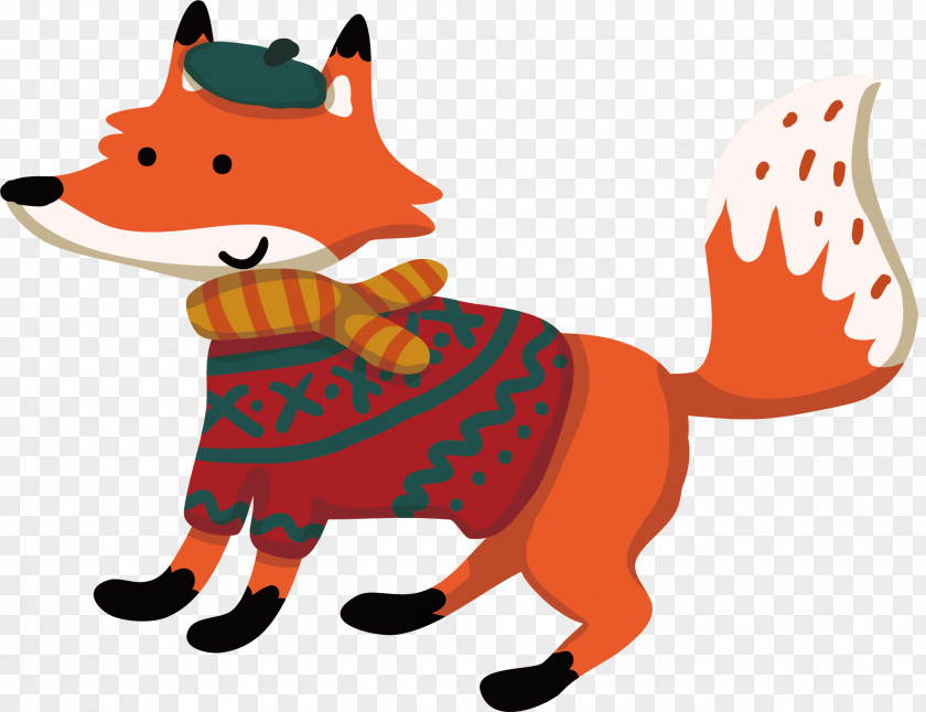 Cartoon Fox Vector Winter Illustration PNG