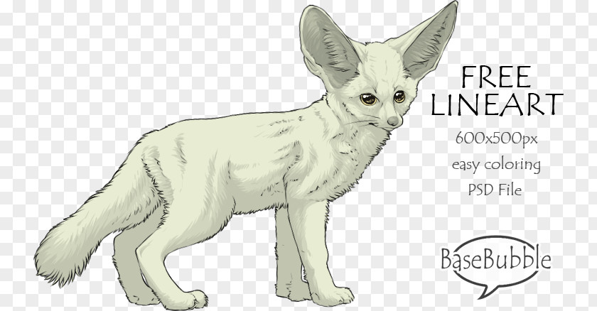 Fennec Fox Red Line Art PNG