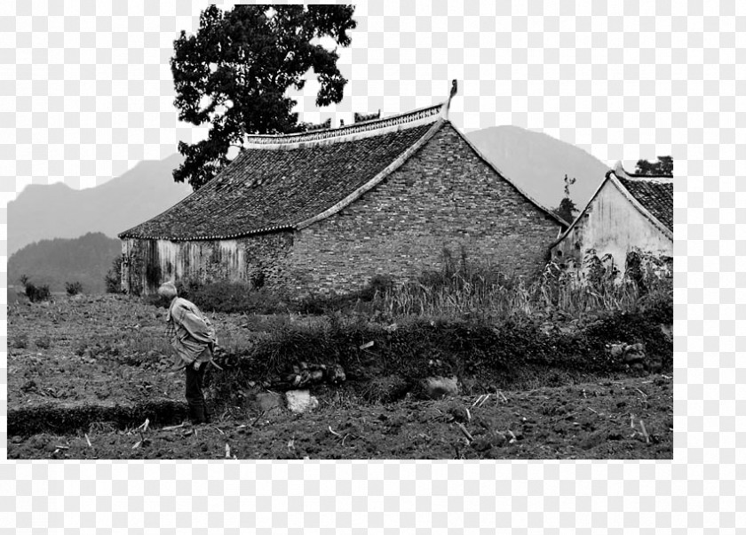 Desolate Town Black And White Silhouette Photography PNG