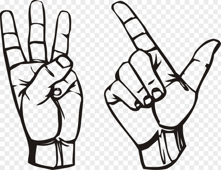 Cross Your Fingers Lying American Sign Language ILY Signage Clip Art PNG