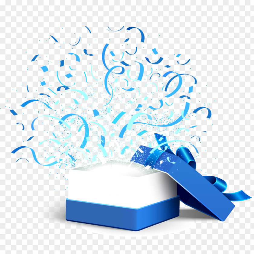 Open The Blue Gift Box Vector Computer File PNG