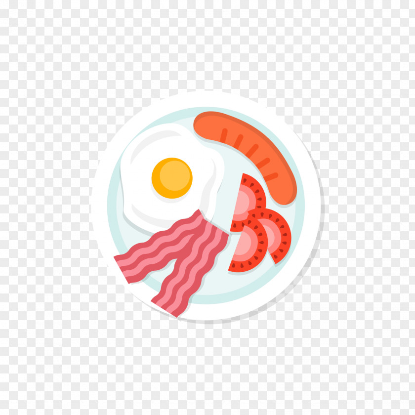 Eggs, Ham And Meat On A Plate Sausage Breakfast Pancake Fried Egg PNG