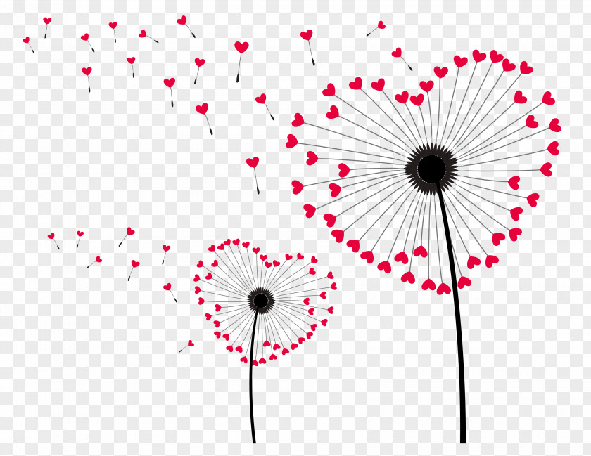 Love Dandelion Cartoon Illustration PNG