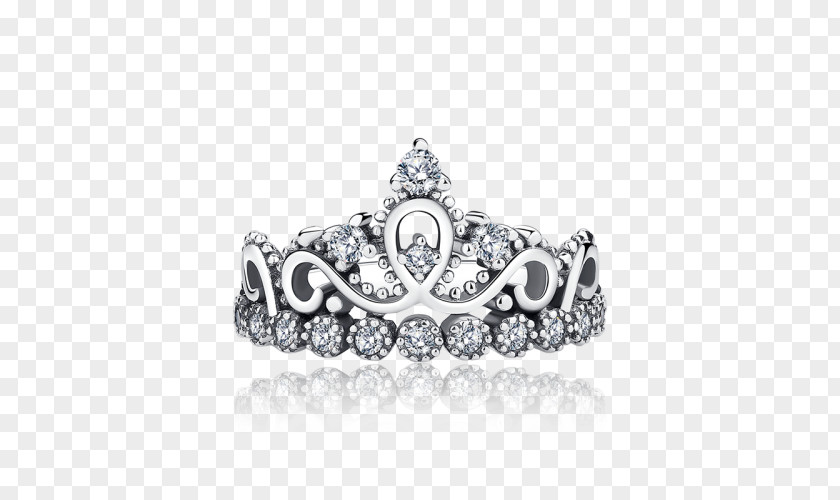 Princess Crown Ring Tiara Silver PNG