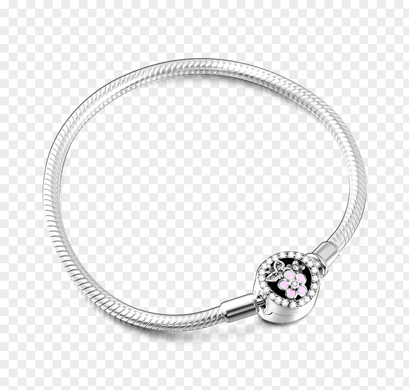 Ten Li Peach Blossom Charm Bracelet Earring Silver Necklace PNG