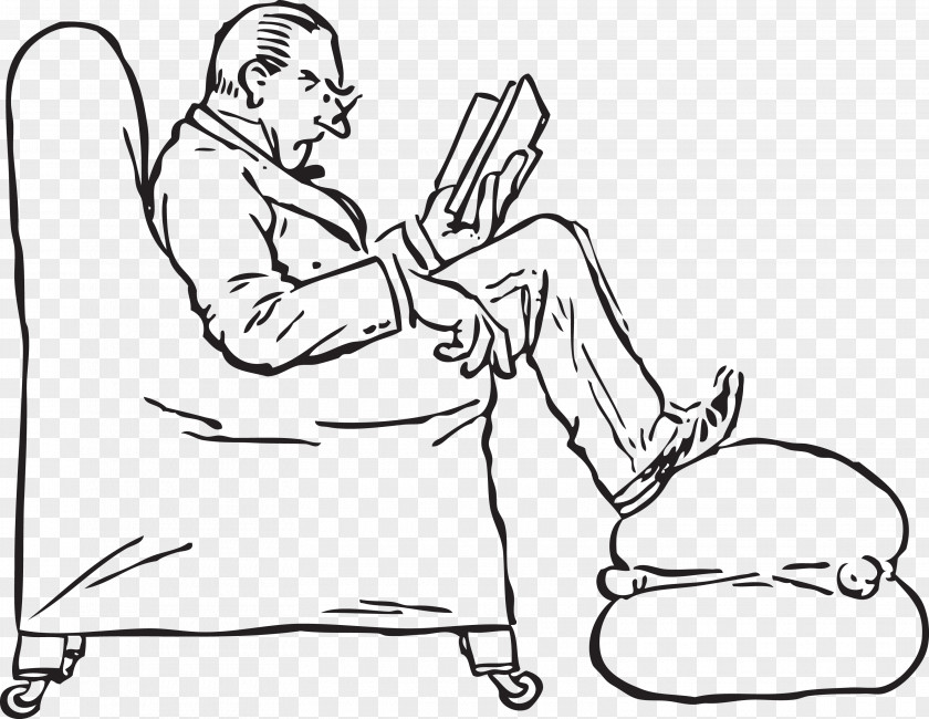 Sitting Man Book Reading Clip Art PNG