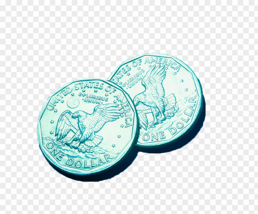 Two One US Dollar Denomination Coins Coin Money United States PNG