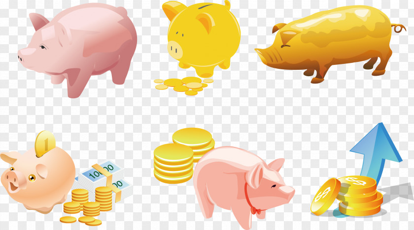 Financial And Monetary Cartoon Pig Vector Domestic Piggy Bank PNG