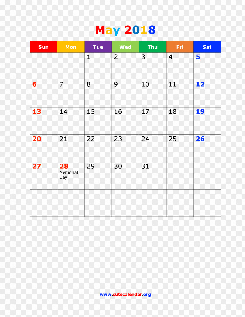 June 2018 Calendar 0 Month May PNG