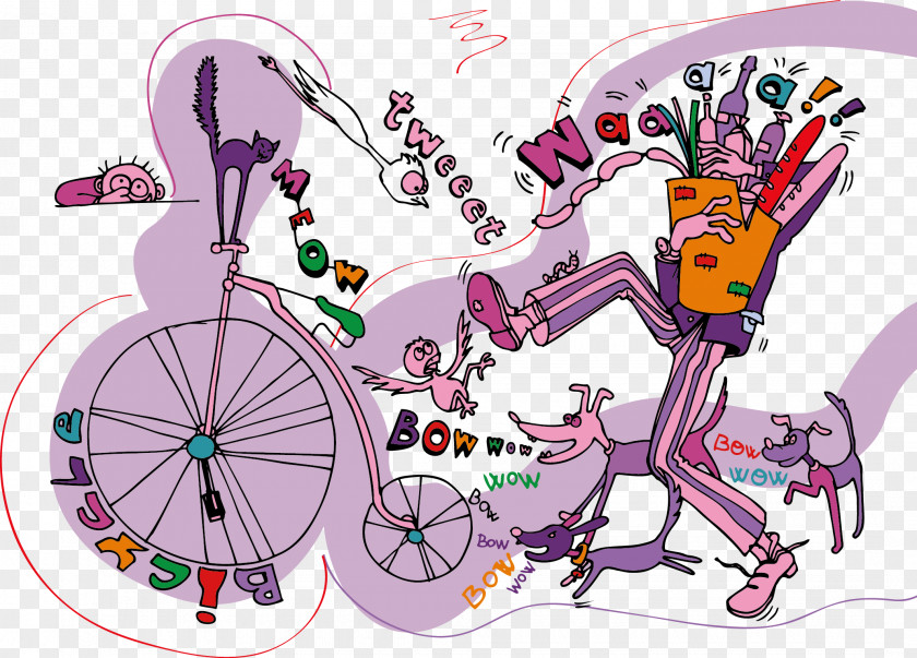 Vector Bike Postcard Paper Dog Bicycle Penny-farthing PNG